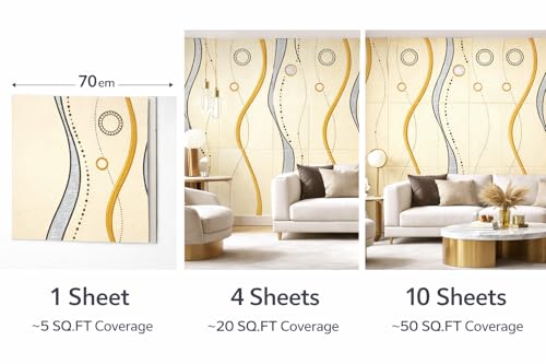 Image of Barebeauty 3D Wall Panel Wallpaper, Self Adhesive PE Foam Brick Sticker, Waterproof Wall Covering for Home Decor, 70 x 70 cm (Pack of 4, 21.08 Sq. Ft. Approx)