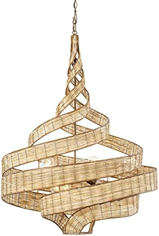 Varaluz Flow 6-Lt Large Twist Pendant - Baguette/Natural Rattan
