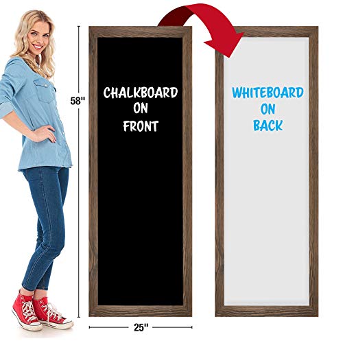Excello Global Products Extra Large Gigantic Chalkboard Sign: 58"X25" Hanging Chalk Sign For Kitchen Wall Decor, Restaurant Menu Board/Hangs In Both Directions/Reversible With Dry Erase Board On Back #TOP1