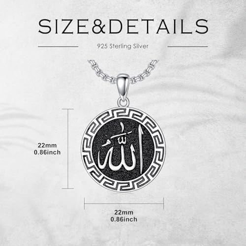 Allah Necklace for Men 925 Sterling Silver/Gold Plated Allah Arabic Pendant Islamic Jewelry Gifts for Men Women4