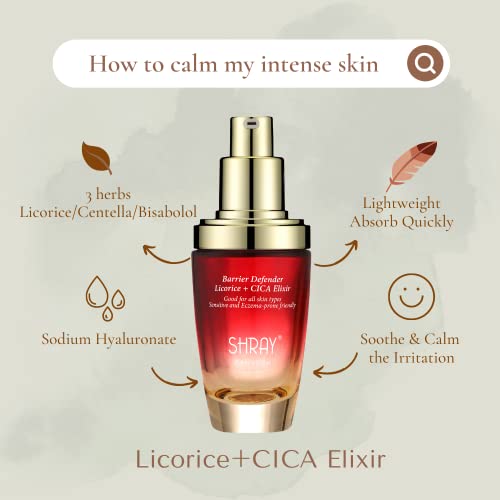 Shray 3-In-1 Unscented Calming Facial Serum For Sensitive Skin - Pure Centella Asiatica, Licorice Root Plus Bisabolol For Deep Hydration, Skin Lightening, And Redness Reduction + Cica #TOP6