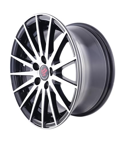 Image of UNO Minda W1D147-000M00 15 inch Car Alloy Wheel, PCD 100, 5 Hole, Black Machined finish