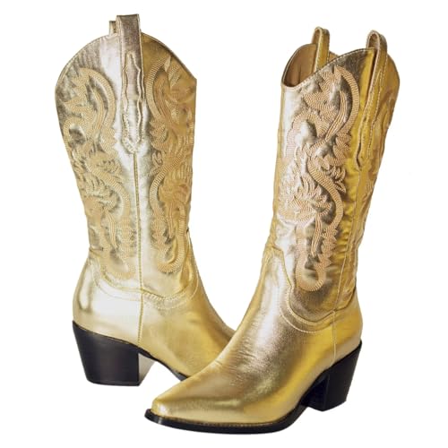 CIERWS Women's Embroidered Western White Cowboy Boots Knee High Medium Heel White Cowgirl Boots For Women2