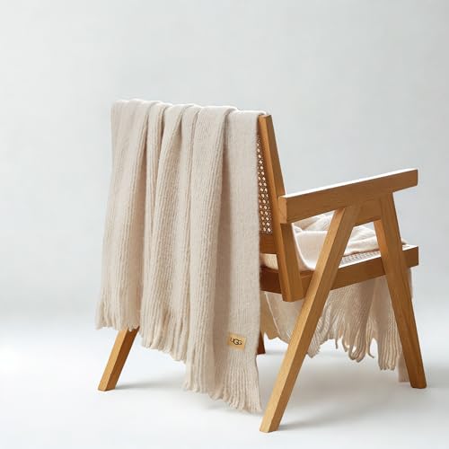 UGG Knit Throw Blanket – Soft Lightweight Throw Blanket for Couch, Bed Throws or Luxury Home Decor, Blankets & Throws for Home, Living Room and Bedroom, 50" x 70" (Margot) (Cream)