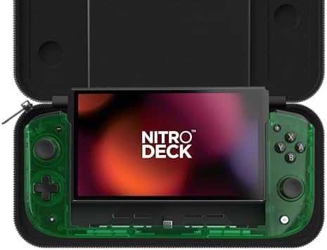 Nitro Deck Crystal Collection with Carry Case – Professional Handheld Deck with Zero Stick Drift for Nintendo Switch and Switch OLED (Emerald Green)