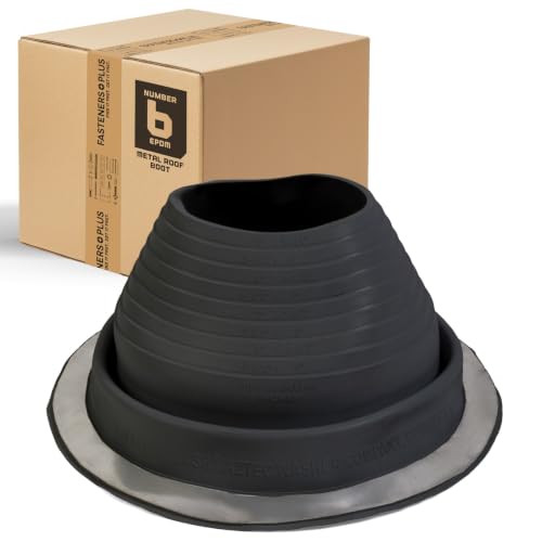 Image of Fasteners Plus #6 Round EPDM Metal Roof Pipe Flashing Boot (Fits 5 inch - 9 inch Pipe OD), Black