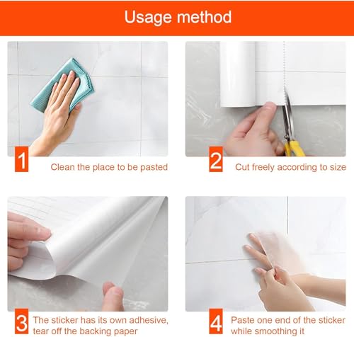 Image of Clear Contact Paper Roll Self-Adhesive Kitchen Backsplash Wall Protector (20 inch x 360, Furniture Protect Transparent Film)