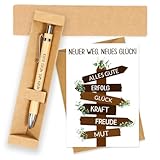 HUKUMA Abschiedsgeschenk Kollegen, Karte Abschied + Holz Kugelschreiber mit Spruch, Geschenk Abschied Kollege mit Geschenkboxen, Abschiedsgeschenk Ruhestand Jobwechsel Mann Frau Kollegin Freunde
