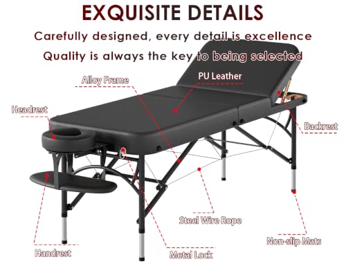 Image of CLORIS 84 inch Professional Massage Table 3 Section Portable Hold Up to 1100LBS