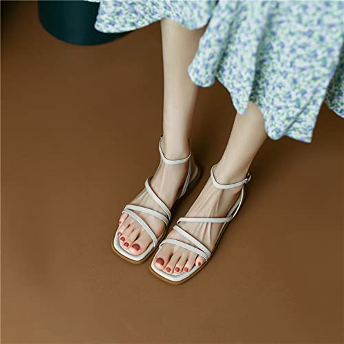 Sandales sangle de cheville pour femmes chaussures d'été légères à bout ouvert