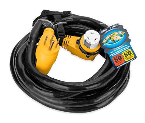 Camco Power Grip 25-Ft 50 Amp RV Extension Cord w/90° Locking End - Rated for 125/250V & 12,500W - Features Threaded Locking Ring for Weatherproof Connection & Coated w/Heat-Resilient PVC (55574) by Camco - Image 2