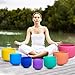 432HZ 6''-12'' Set of 7 Colored Crystal Singing Bowl Sound Healing with 2 Case Bags