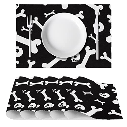 Set de table tête de mort lavable anti-rayure pour table de salle à manger
