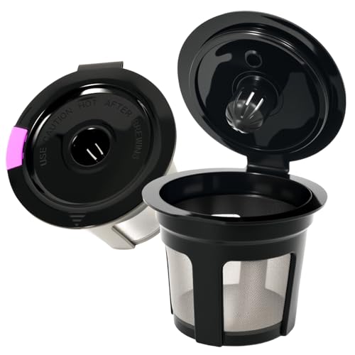 Roogaluckeep Reusable K Cup for Keurig, Black BPA Free Refillable K-Cup Pod Coffee Filters, Universal Fit Refillable Filters for Keurig 1.0 and 2.0 Coffee Maker (Black- 2 Park)