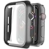 Misxi 2 Pack Hard PC Case with Tempered Glass Screen Protector Compatible with Apple Watch SE 2 (2024) SE Series 6 Series 5 Series 4 44mm, Black