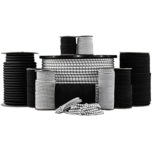 SGT KNOTS Polypro Bungee Shock Cord - Lightweight Elastic Rope for Crafting, Industrial & DIY Projects (1/8" x 1000ft Spool, Black)