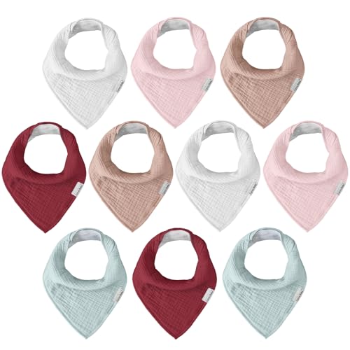 Image of Muslin Baby Bibs for Boys Girls,Baby Bibs for Teething and Drooling,Baby Drool Muslin Bibs,Newborn Bibs for Baby Boy Girl