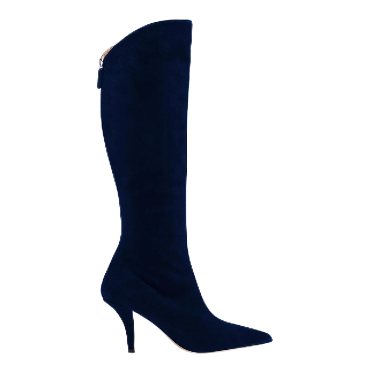 Womens Knee High Boots with Pointed Toe Stiletto Boots Back Zipper Fashion Party Dress Tall Boots