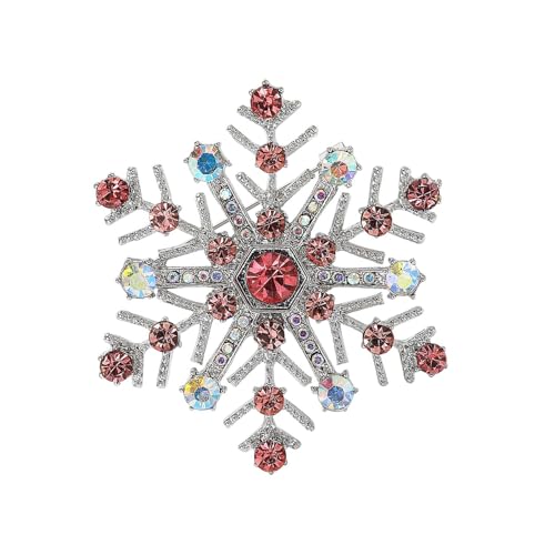 Delicate Rhinestones Alloy Brooch Pin Snowflake Design Lightweight Chest Decoration for Holiday Outfit Enhancement Rhinestones S