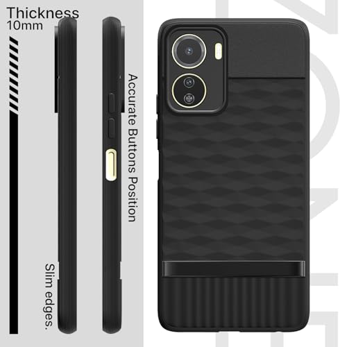 Image of Pikkme Back Cover for Vivo Y16 Camera Protection 3D Hexa Cube Design Silicone Protective Bumper Case (Black)