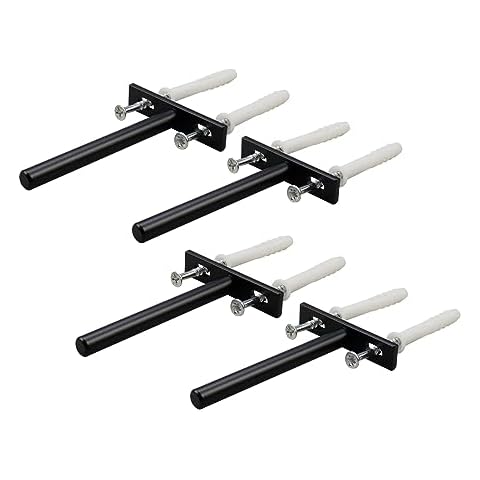 Antrader Set of 4 Floating Shelf Brackets, 4-Inch(Deep) Concealed Blind Shelf Support for Raw Wood Shelves, Matte Black, Screws and Anchors Included Cover