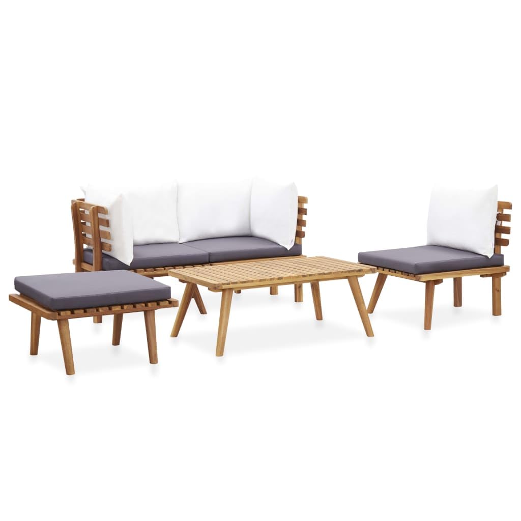 vidaXL Akazienholz Massiv Gartenmöbel 5-TLG. Gartenset Sitzgruppe Garten Garnitur Lounge Sofa Sitzgarnitur Gartensofa Ecksofa Mittelsofa