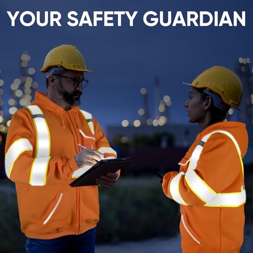 TICONN Safety Hoodie Jacket, High Vis Reflective Safety Fleece Hoodie, PPE Gear for Cold Weather Meet ANSI III