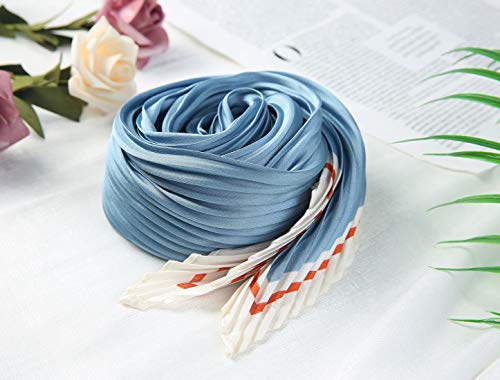 Allegra K Women Pleated Rhombus Rhombic Scarf Scarves Head Ribbon Bandana Solid Color2