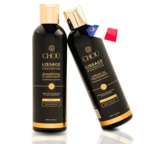 CHOÜ-Lissage brésilien Kit professionnel 250ml Sans Formol aux actifs naturels-Lissage kératine- 3 à 4 applications-avec Shampoing clarifiant-Convient femmes...