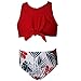 Produktbild TOPKEAL Mädchen Badeanzug Hoher Taille Bademode Push Up Tankini Bikini Set Zweiteilige mit Floral Blumen Bikinihose Neckholder Strandkleidung Swimsuits (Rot, 128)