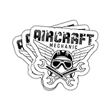 3 Pcs Aircraft Mechanic Skull Wrench Design Sticker Aviation Technician Symbol Vinyl Decal for Engineers, Pilots, Students, Toolbox, Hard Hat, Laptop, Car Window, Notebook, Water Bottle 3 Inches