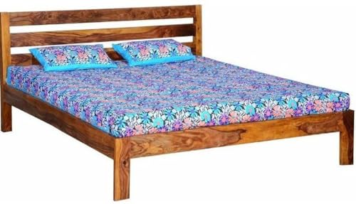 Image of Sheesham Wood King Size Bed Without Storage|Bed|Single Bed |Double Bed Solid Wood King Bed (Finish Color - Brown, Delivery Condition - DIY(Do-It-Yourself))