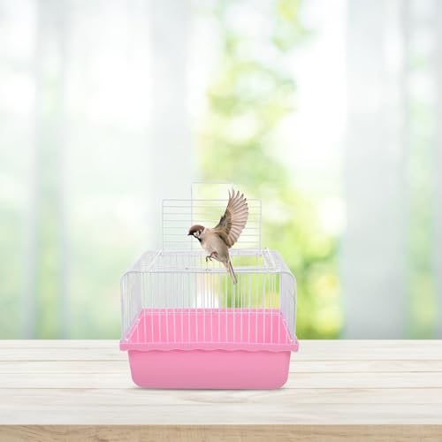Kichvoe Tragbarer Leichter Kleiner Vogelkäfig mit Transparentem Käfig aus Abs Fenster für Papageien und Nymphensittiche für Innenbereich und Heimgebrauch-6