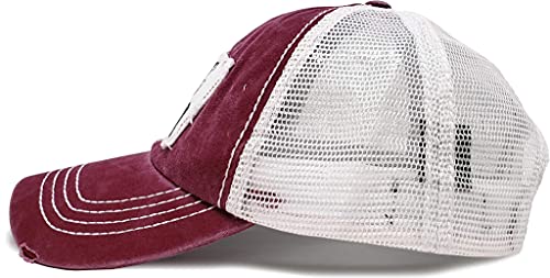Patch Mesh Baseball Hat - Dog Mom - Burgundy #TOP4