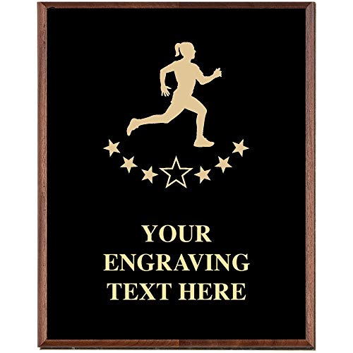 Crown Awards Running Plaques, Custom Engraved Female Runner Trophy Plaque Award, Great Customizable Racing Gift Prime