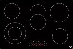 Cooktop Vitrocerâmico Life 90cm 5 Zonas Preto: Design Elegante e Alta Performance para Cozinha Moderna. Placa de Cozedura em Vidro Cerâmico de Fácil Limpeza e Controle Preciso.