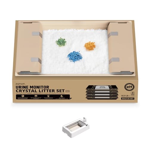 PETKIT Kristall Katzenstreu Set, pH-Farberkennung,Geruchsstark, Ohne Schaufeln, Einweg-Schale,Für PETKIT Purobot Crystal Duo,4er-Pack