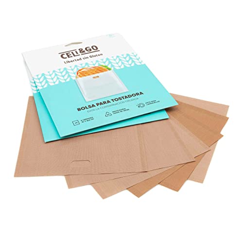 CELI&GO Bolsa para tostadora – Pack de 6 bolsas para tostadas antiadherentes, reutilizables, lavables, sin PFOA, evitar la contaminación cruzada, tamaño tostado 16 x 16,5 cm