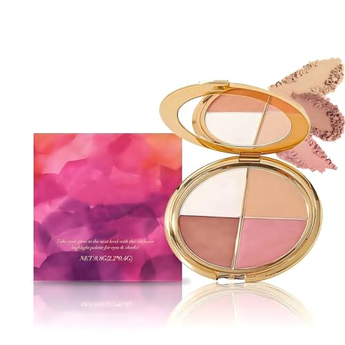 Eye & Cheek Palette Eyeshadow and Highlighter Makeup Palette for Women Natural Glow Contour Powder Multi-Purpose Long-Lasting Makeup Kit for Women