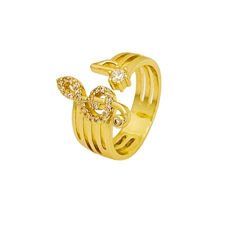 Women Copper Ring | Features Zircon Music Note Design and Adjustable Triple Layer Opening Ring-image-42