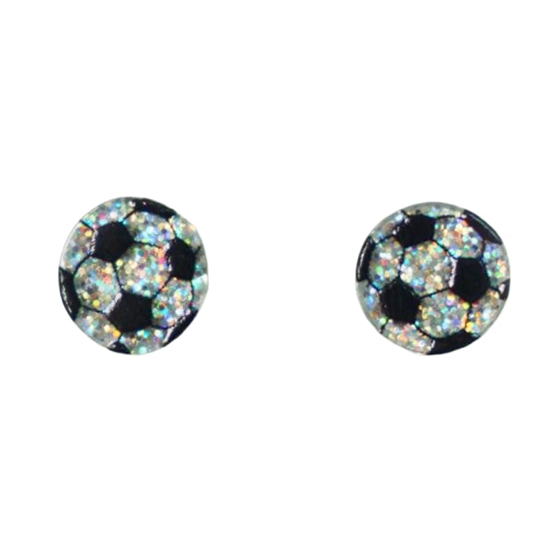 Blue Drop Sports Fan Earrings, Black, Dangle, No Metal Type, Basketball, Soccer, Baseball, Volleyball, Rugby, Rhinestone, Irregular Shape, Polished Finish