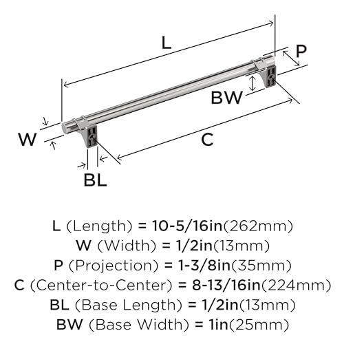 Image of Amerock Davenport 8-13 /16 inch (224mm) Center-to-Center Polished Chrome Cabinet Pull, BP3661926