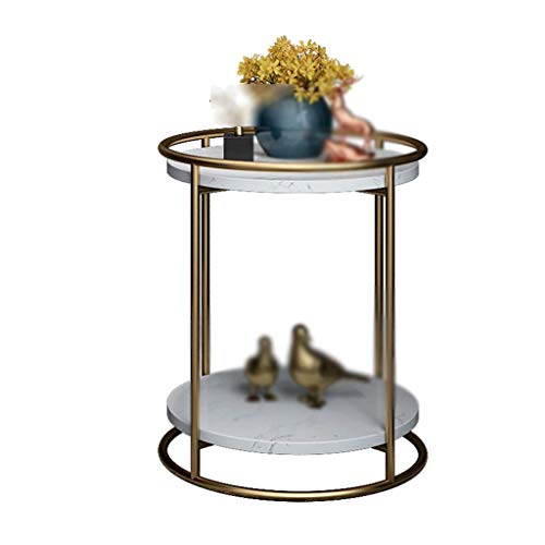 HTLLT Storage Table Balcony Round Table Marble Pattern Double Layer Co HTLLT Storage Table Balcony Round Table Marble Pattern Double Layer Co