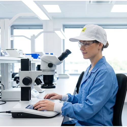 Image of Rojex Blue ESD Cleanroom Cap - Anti-Static, Unisex Headwear for Labs, Electronics, Assembly & Static-Sensitive Work - Polyester, Machine Washable