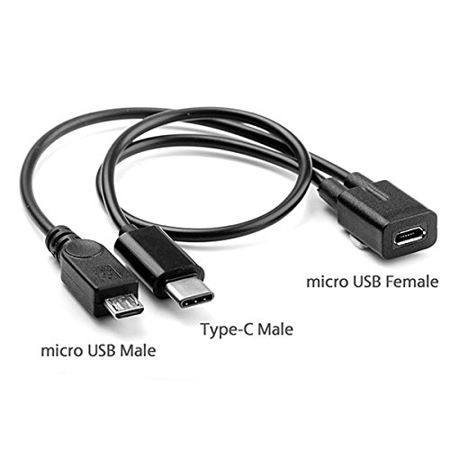 chenyang Micro USB Y Splitter Cable,Micro USB 1 to 2 USB C/Micro USB Charging Extension Cable Supports Charging Two Devices at The Same Time - Thumbnail 3