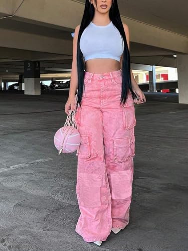 Women's casual sports work pants Washed Cargo Pants4