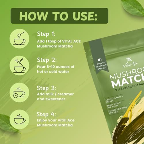 Polvo matcha con 7 hongos adaptogénicos orgánicos 30 porciones miniatura 6