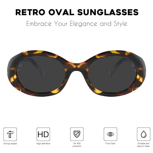 mosanana Oval Retro Trendy Sunglasses for Women 90s Style MS523712