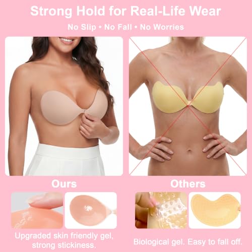 Image of Sticky Bra Push Up Lift Invisible Adhesive Bra Strapless Backless for Women