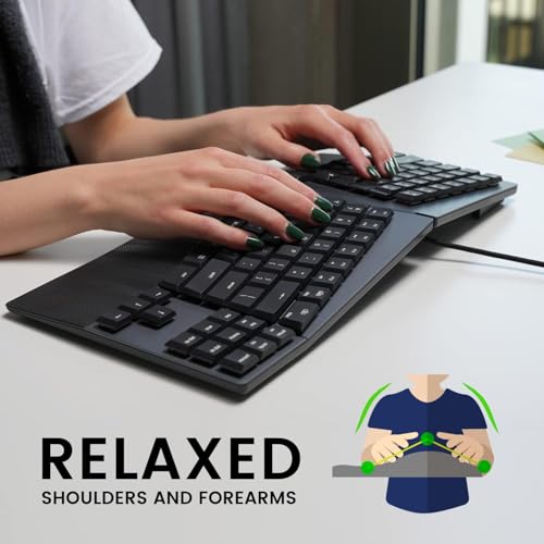 Image of Perixx PERIBOARD-335BL Wired Ergonomic Mechanical Compact Keyboard - Low-Profile Blue Clicky Switches - Programmable Feature with Macro Keys - Compatible with Windows and Mac OS X - US English